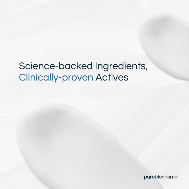 PureBlendsMD branding for clinically-proven skincare ingredients