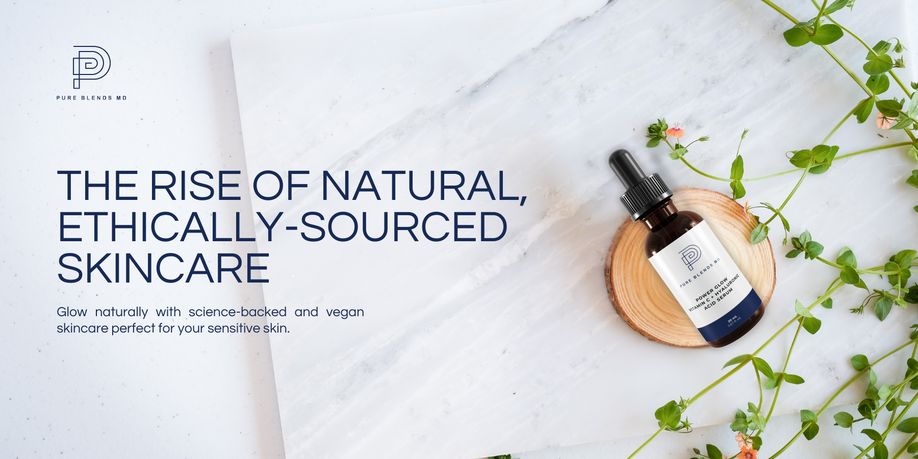 PureBlendsMD natural skincare ingredients and product dropper